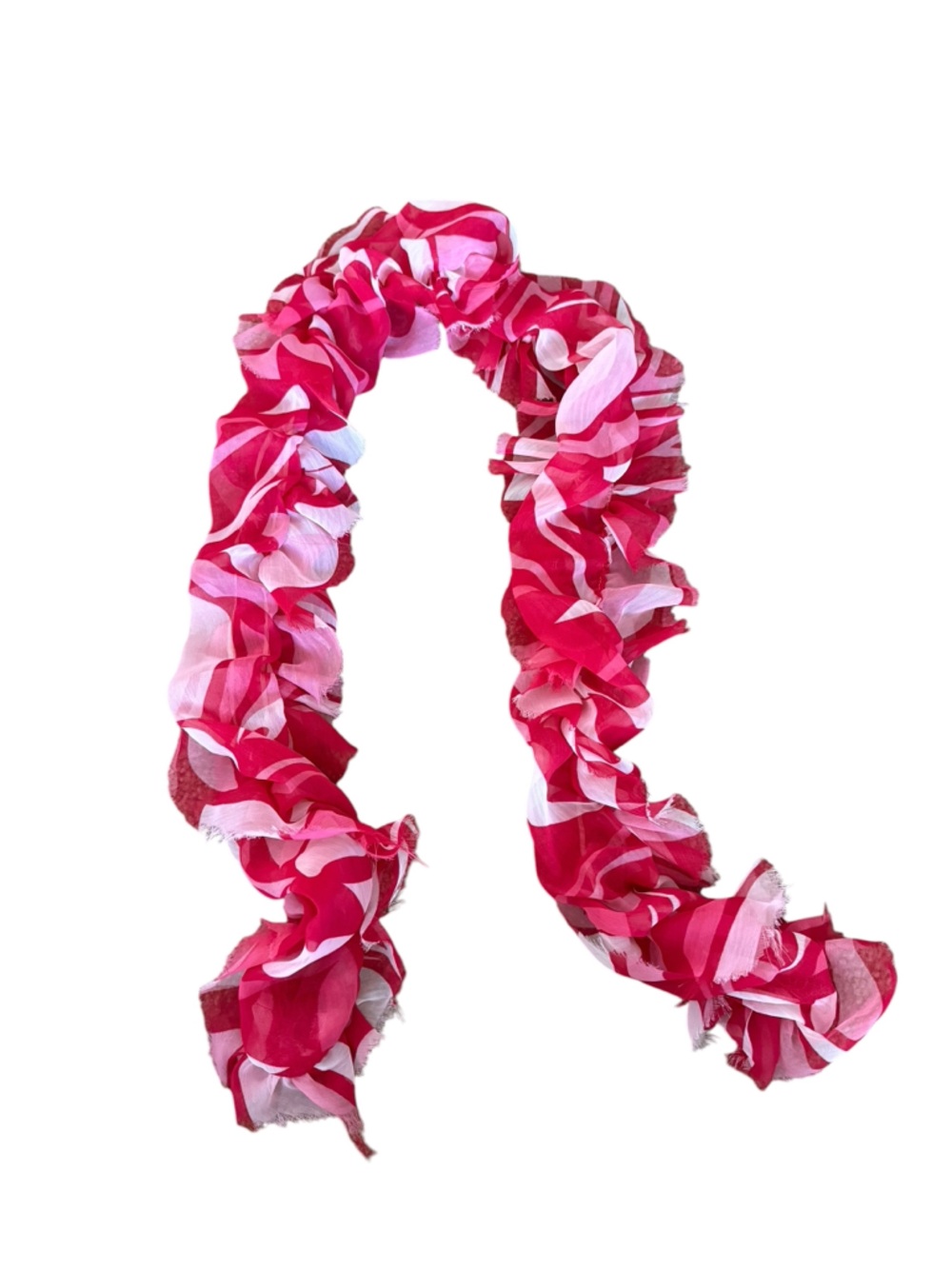 y2k Ruffled Pink/Red & White Scarf